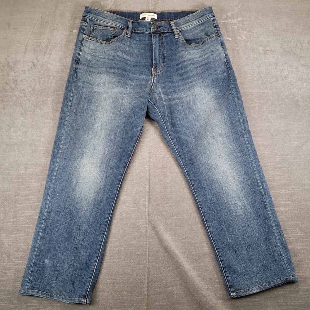 Lucky Brand 410 Athletic Straight Mens Jeans‎ Blue Wash Actual Size 34x26